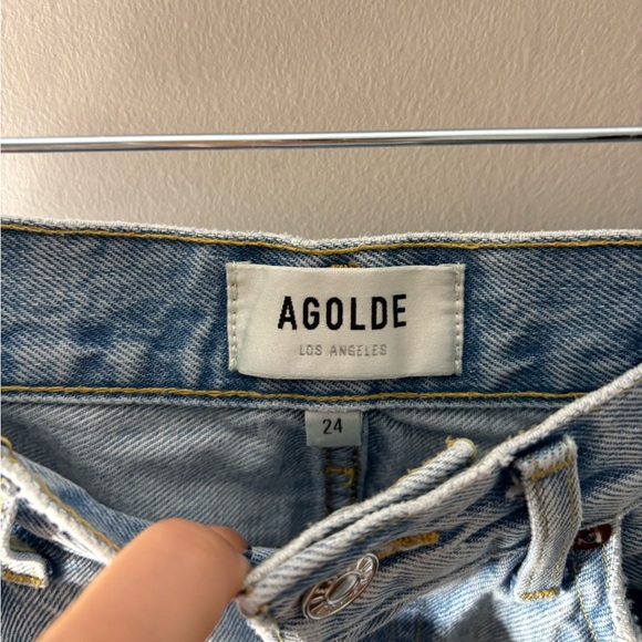 Agolde Parker Vintage Cut Off Rigid Cotton Denim Shorts - Picture 3 of 5